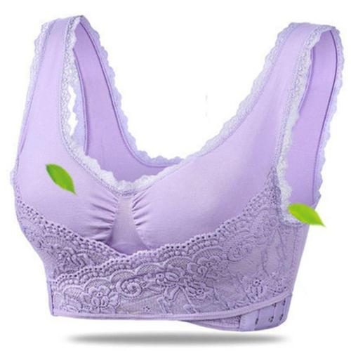 4XL Plus Size Lingerie Lace Solid Color Cross Side Buckle Without Rims Gathered Sports Underwear Sleep Bra New