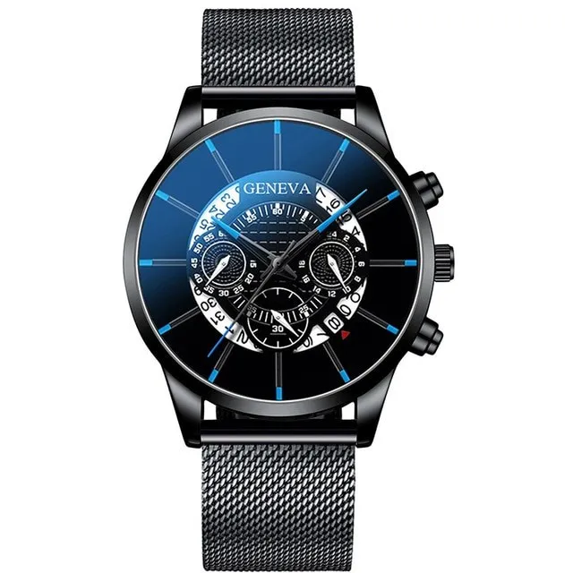 2020 Hollow Men's Watch Fashion Ultra Thin Watches Date Men Business Stainless Steel Mesh Belt Quartz Watch