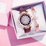 2019 Women Watches Set Starry Sky Ladies Bracelet Watch Casual Leather Sports Quartz Wristwatch Clock