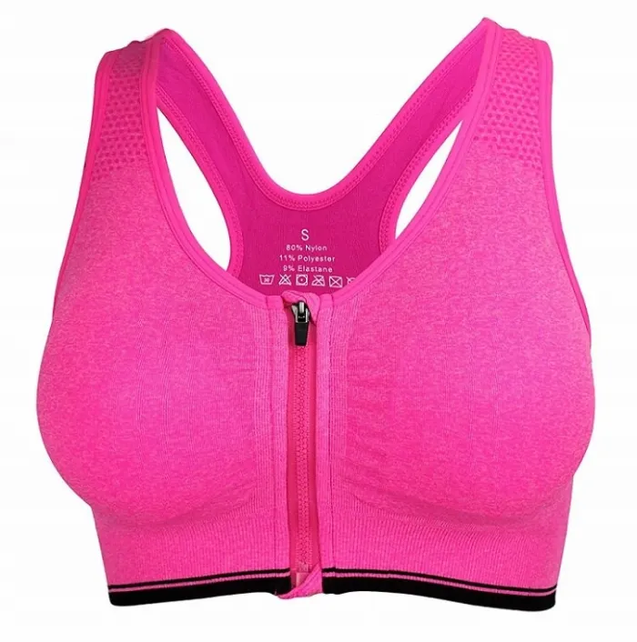 S-XXL Front Zipper Solid Sports Bra for Women Underwear Fitness Shirt Push Up Yoga Crop Top Bras  Athletic Vest Gym Sportswear