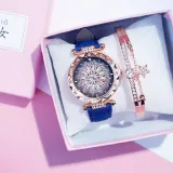 2019 Women Watches Set Starry Sky Ladies Bracelet Watch Casual Leather Sports Quartz Wristwatch Clock