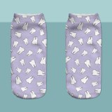 3pcs/Lot Teeth Purple SKULL Print Sock Cute Floral Socks Women Harajuku Art Socks Funny Cotton Kawaii Ankle Happy Socks White