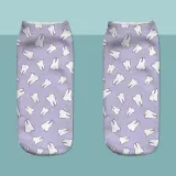3pcs/Lot Teeth Purple SKULL Print Sock Cute Floral Socks Women Harajuku Art Socks Funny Cotton Kawaii Ankle Happy Socks White