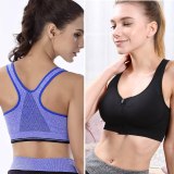 S-XXL Front Zipper Solid Sports Bra for Women Underwear Fitness Shirt Push Up Yoga Crop Top Bras  Athletic Vest Gym Sportswear