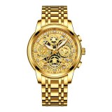 Masculino Sports Fashion Wristwatches Men's Gold Chronograph Luxury Quartz Watches Gold Men Wristwatch For Bussiness Man