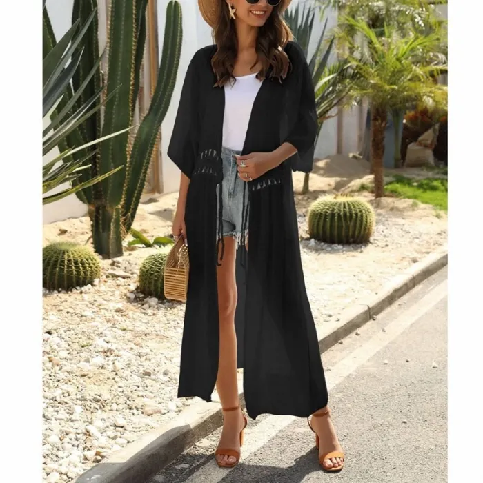 Women Beach Cover Up Cardigan Swimwear Bikini Cover Ups Robe Plage Dress for Beach