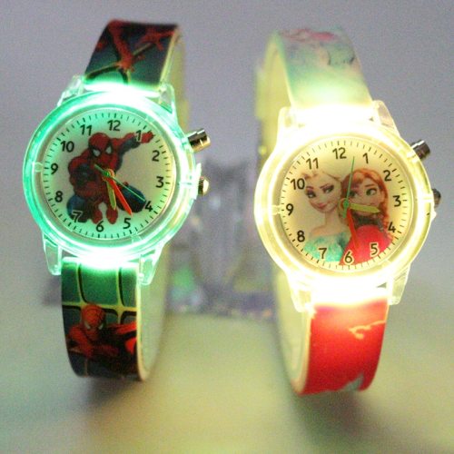 Princess Children Watches Spiderman Colorful Light Source Boys Watch Girls Kids Party Gift Clock Wrist