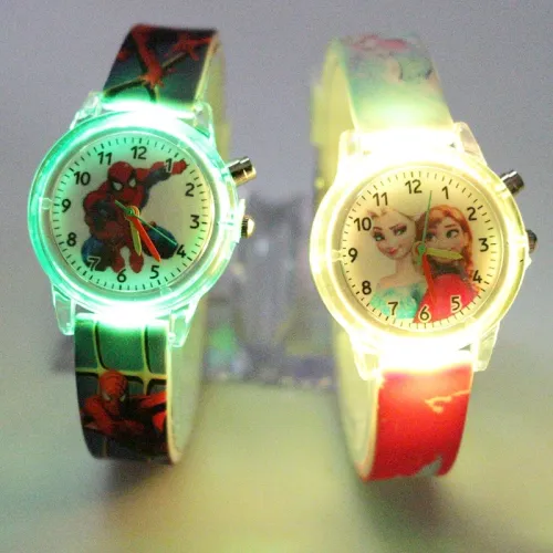 Princess Children Watches Spiderman Colorful Light Source Boys Watch Girls Kids Party Gift Clock Wrist