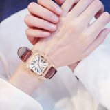 Women Diamond Watch Starry Square Dial Bracelet Watches Set Ladies Leather Band Quartz Wristwatch Female Clock Zegarek Damski
