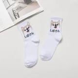 Japanese Kawaii Women Animals Cartoon Tube Socks Cute Egg Rabbit Panther Cotton Long Socks Female and Ladies Pink Milk White Sox