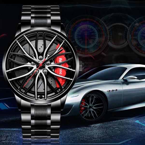 Sports Car Wheel Rim Hub Watches Men Custom Design Sport Car Rim Hub Men Watch Stainless Steel Waterproof Creative Watch