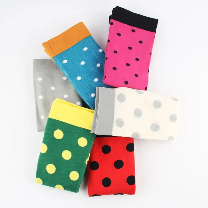 Compression Socks Men Women Nylon Yarn Outdoor Sports High Long Tube Stockings Running Socks Happy Dot Marathon Unisex Fun