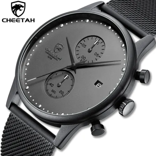 New CHEETAH Brand Men Watches Chronograph Quartz Watch Men Stainless Steel Waterproof Sports Clock Watches Business