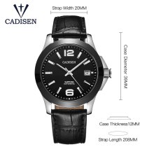 Watches Mens Automatic Mechanical Watch Wrist Japanese Movement Classic Black Leather Ceramic Wristwatch Man