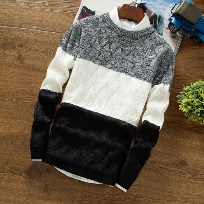 Men's Knitted Sweater Autumn Winter Casual O-Neck Striped Slim Knittwear Mens Sweaters Pullovers Jumper Pull Homme Clothes