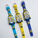 2019 New Despicable Me Little yellow man Watches for Children Kids Watch Leather Quartz Wristwatches baby boy Girl Student Clock