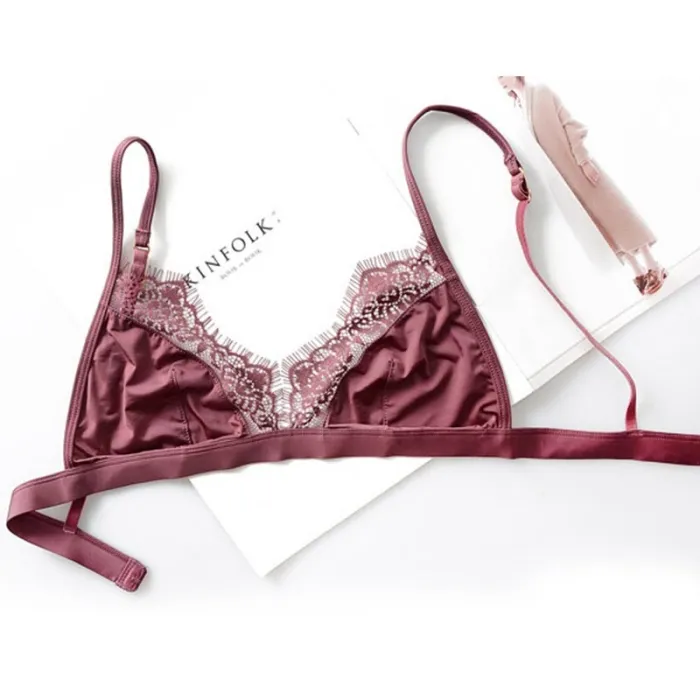 Unlined Smooth Women Female Bralette Sexy Lace Comfortable Wirefree Ladies Bra One Piece Bikini Bras Light Weigt Breathable
