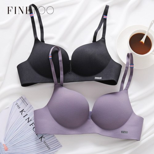 FINETOO Women Bra Soft Wireless Bras Women Sexy Lingerie Fashion Adjusted Seamless Bralette Female A B Cup Push Up Bra Underwear