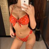 2020 Sexy Blue Bow Polka Dot Bikini Women Swimwear Female Swimsuit Two-piece Bikini set Brazilian Bather Bathing Suit Swim V1672