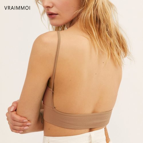 Open Back Tank Top Brassiere Comfortable Seamless Bra For Women Wirefree Underwear Sexy Bralette Backless Bras