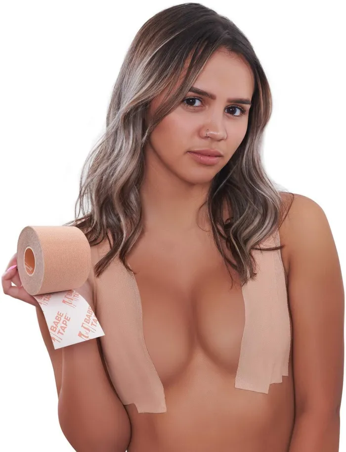 The Boobtape bra can be cut to fit the elastic tape on the invisible bra