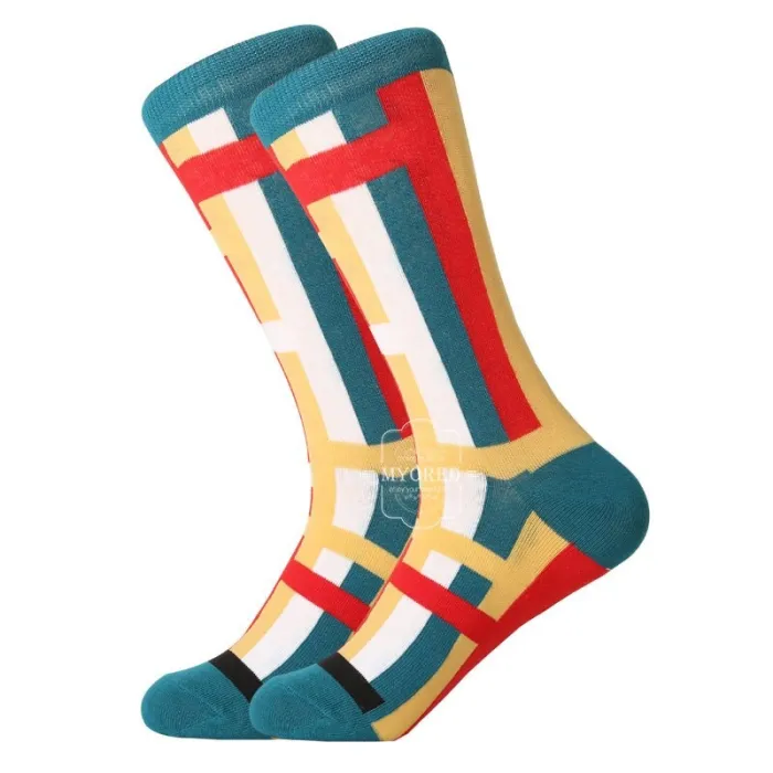 MYORED 2019 date men dress color comfortable pair roller skateboard for causal reason funny wedding socks socks shark geometry