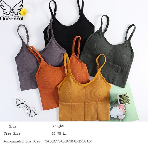 Queenral Push Up Bras For Women Underwear Seamless Bralette Cotton Active Bra Solid Crop Top Brassiere Wireless Bra Lingerie