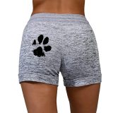 New Summer Fast Drying Drawstring cat paw print shorts Lace Up High Waist Elastic Cotton Short Women Beach Casual Sport Shorts