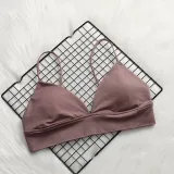 GUMPRUN Soft Bralette Deep V Seamless Bras for Women Wireless Push Up Bra Comfortable Blackless Underwear Ladies Sexy Lingerie