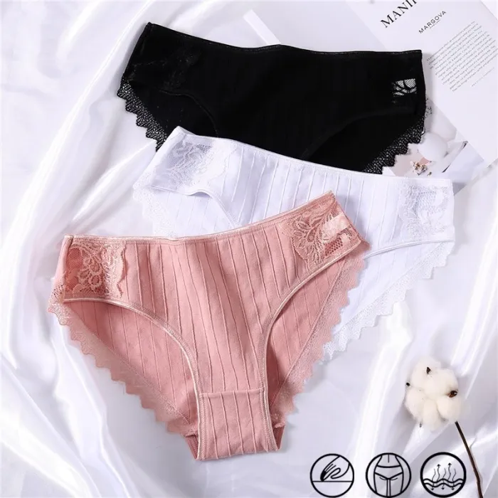 New Sexy Lace Panties For Women Girls Underwear Cotton Panty 2019 Soild Elasticity Comfortable Low-Rise Lingerie Panties M L XL