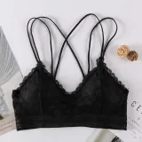 French women's lace sexy lace bra seamless deep V lace thin wireless bra triangle cup underwear sexy female underwear soft bra