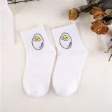 Japanese Kawaii Women Animals Cartoon Tube Socks Cute Egg Rabbit Panther Cotton Long Socks Female and Ladies Pink Milk White Sox