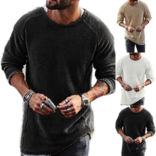 New Autumn New Casual Solid O Neck Thick Sweater Men Pullover Sweaters Casual Jumper Male Knitted Korean Style Clothes Plus Size