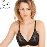 CINOON Women sexy underwear bra embroidery lingerie set thin lace bra transparent ultra-thin temptation push up bra set