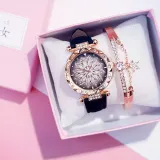 2019 Women Watches Set Starry Sky Ladies Bracelet Watch Casual Leather Sports Quartz Wristwatch Clock