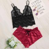 2020 Women Sexy Bra Set Ladies Sexy Lace Comfortable Polyester Sleepwear Underwear Tops Briefs Sets Lenceria Biquini
