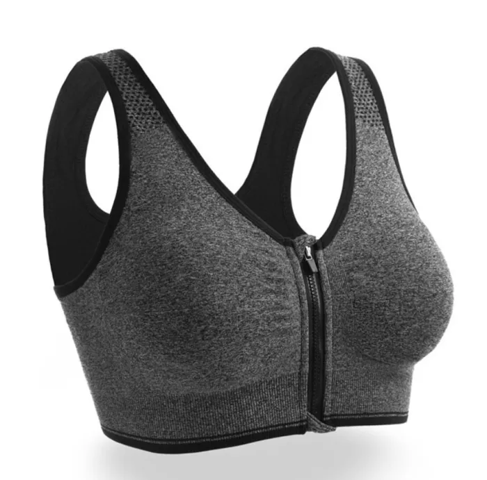 S-XXL Front Zipper Solid Sports Bra for Women Underwear Fitness Shirt Push Up Yoga Crop Top Bras  Athletic Vest Gym Sportswear