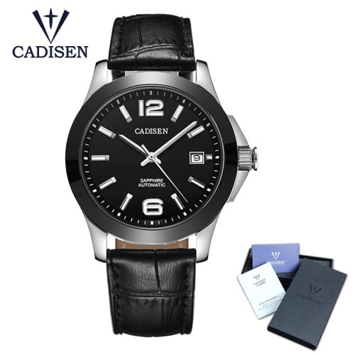 Watches Mens Automatic Mechanical Watch Wrist Japanese Movement Classic Black Leather Ceramic Wristwatch Man