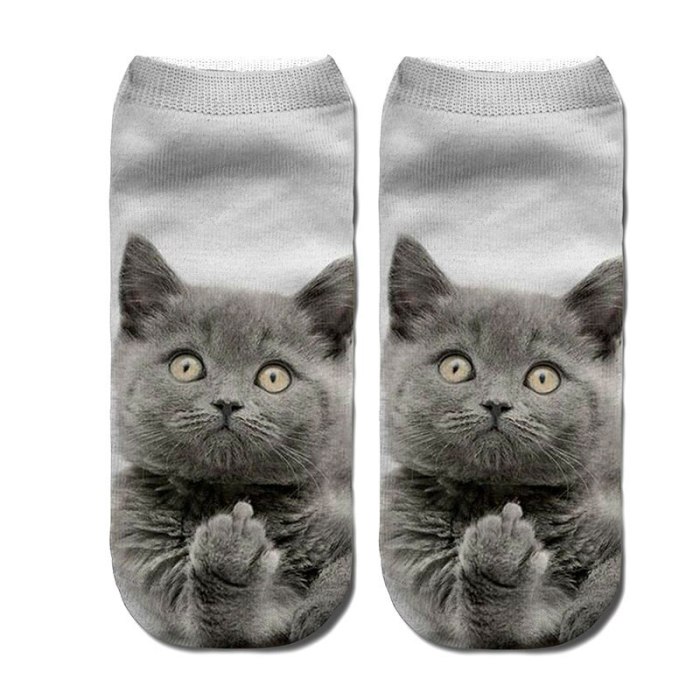 New 3D Print Funny Cute Cartoon Kitten Unisex Short Socks Creative Colorful Multiple Cat Face Happy Low Ankle Socks For Women
