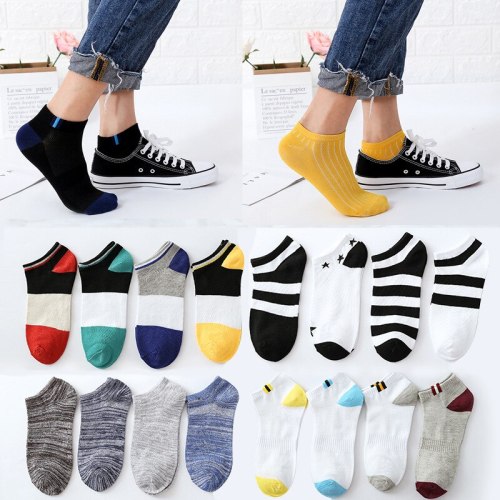 22 Styles 5 Pairs/lot Men Summer Cotton Socks Solid Color Striped Animals Ship Socks Fashionable Male Ankle Socks