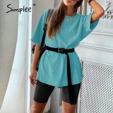 Casual solid outfits women's two piece suit with belt Home loose sports tracksuits fashion bicycle suit summer hot 2020