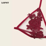 LOPNT Sexy women's bra set stripper clothes red Flower Applique Sheer Lingerie Set transparent bra Femal floral lace underwear