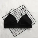 GUMPRUN Soft Bralette Deep V Seamless Bras for Women Wireless Push Up Bra Comfortable Blackless Underwear Ladies Sexy Lingerie