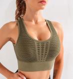 Women's Medium Support Cross Back Wirefree Removable Cups Sport Bra Tops Freedom Seamless Racerback Yoga Running Sports Bras