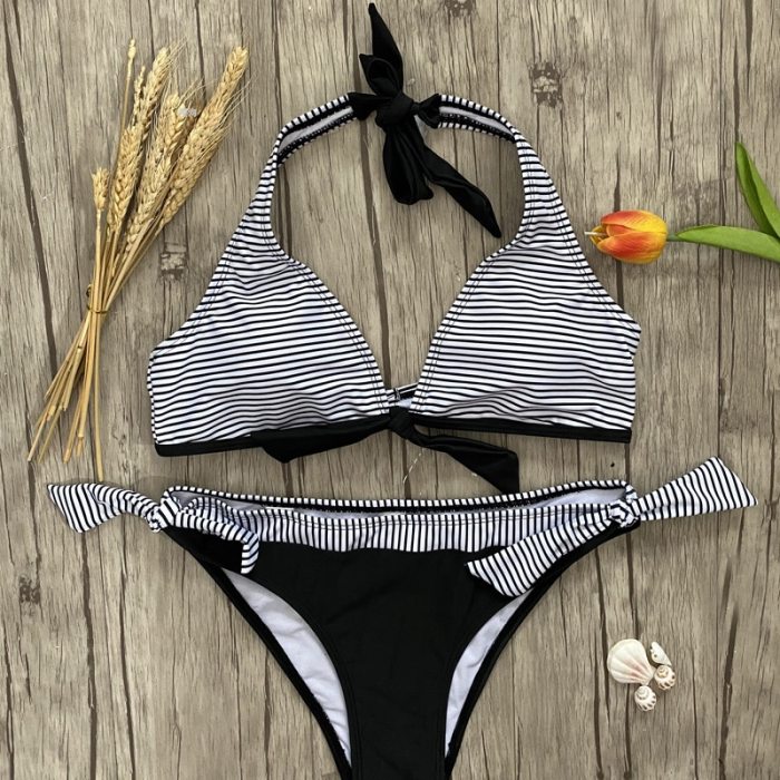 New Sexy Striped Beach Bikinis Set Women Swimwear Push Up Swimsuit Female Bathing Suits Bikini Girls Pool Swimming Suit 2020