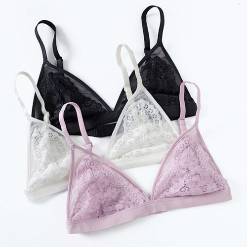 Hot Girls Lace Bra Sexy Embroidery Floral Translucent Bra Women Underwear White Black Bralette Wireless Seamless brassiere