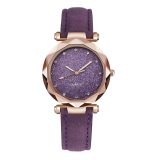 Casual Women Romantic Starry Sky Wrist Watch Leather Rhinestone Designer Ladies Clock Simple Dress
