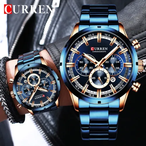 New Sport Men's Clock Stainless Steel Top Brand Luxury Watch Chronograph Quartz Watch Men