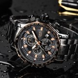 Fashion Mens Watches Luxury Stainless Steel Waterproof Quartz Watch Men Top Brand Business Chronograph