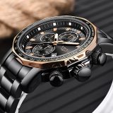 Fashion Mens Watches Luxury Stainless Steel Waterproof Quartz Watch Men Top Brand Business Chronograph